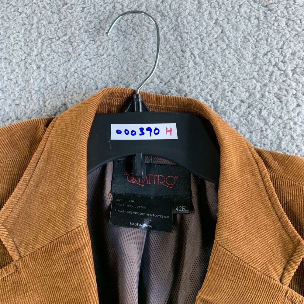 Di Quattro Blazer Mens 42 R Brown Corduroy Sport Coat Jacket 2 Button Casual - Picture 12 of 12
